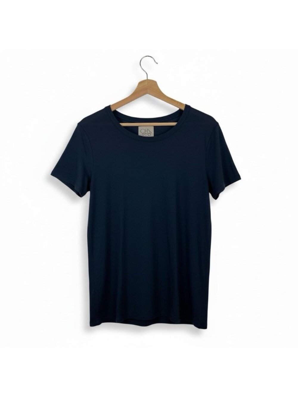 CHASER Tee Size Medium Navy Blue Cotton Jersey Knit Top Short Sleeve Blouse